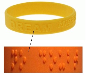 Je bekijkt nu silicone armbandjes met braille tekst